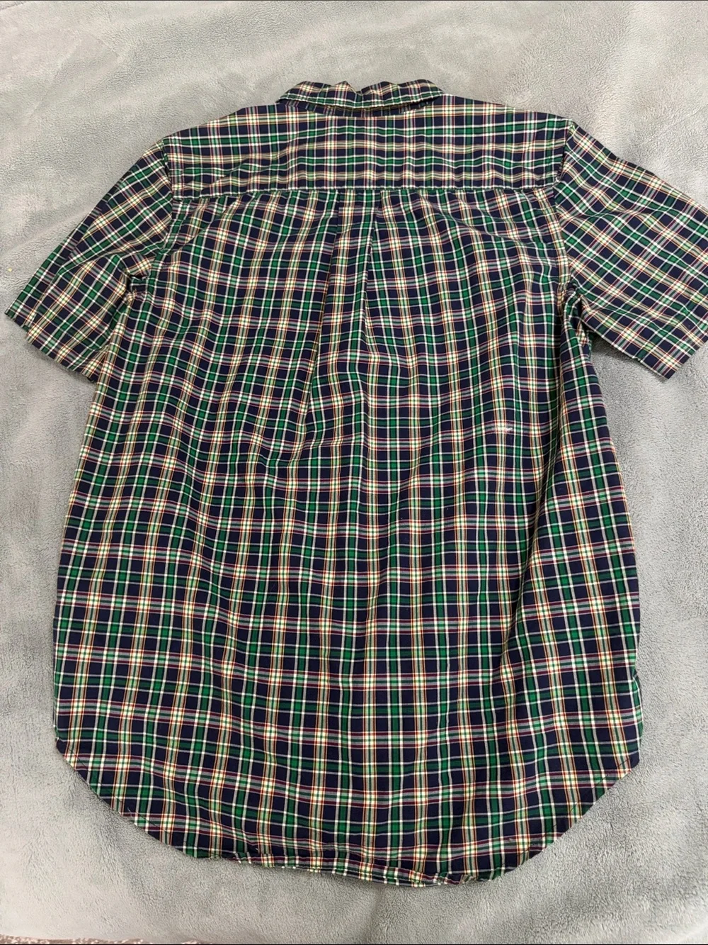 Ralph Lauren Green Navy Plaid Short-Sleeve Button-Down Shirt